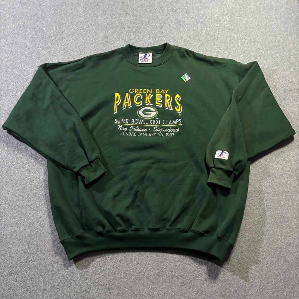 Logo Athletic Green Bay Packers Sweatshirt Mens XL Green Super Bowl XXXI Champs